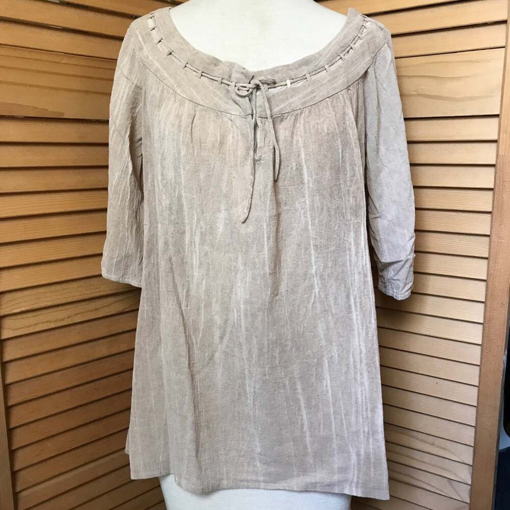 Theory Blouse Womens Size Large Cotton Spring lace up detail collar L